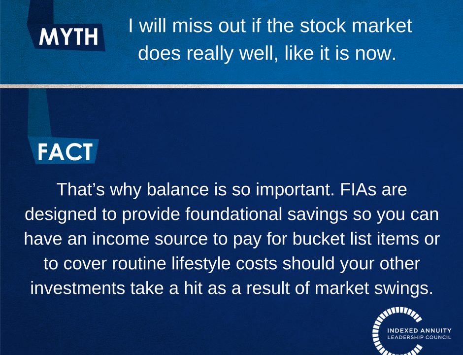 Myth: I will miss out if the stock market does really well, like it is now. Fact: that