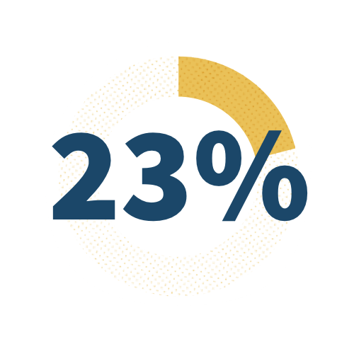 donut chart showing 23%
